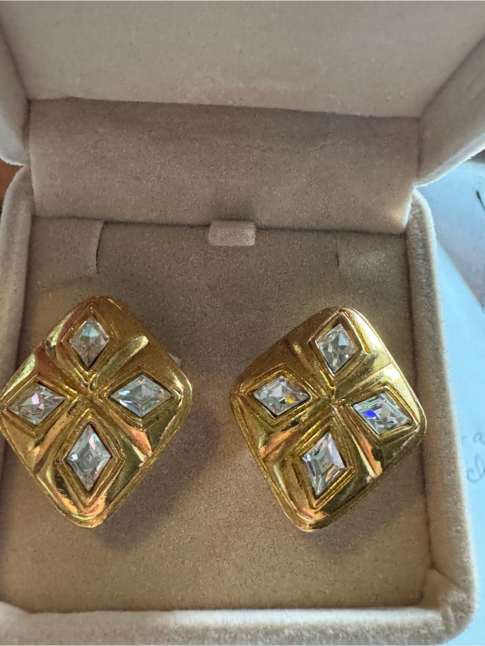 Chanel Crystal Cross Accent Clip-On Earrings